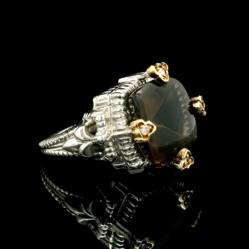 Sterling Silver 18k Yellow Gold Smoky Quartz Diam… - image 4