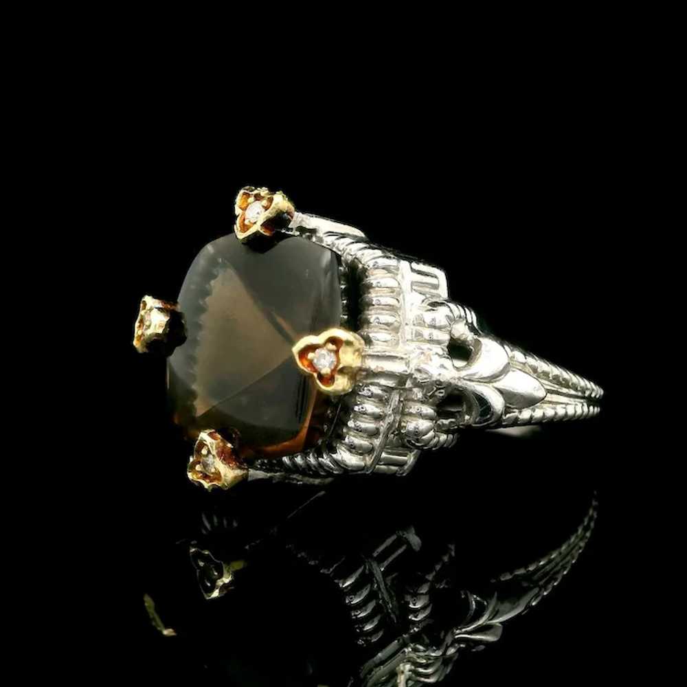 Sterling Silver 18k Yellow Gold Smoky Quartz Diam… - image 6