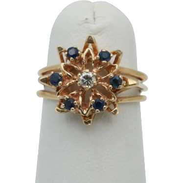 Sapphire and Diamond Snowflake Ring - image 1