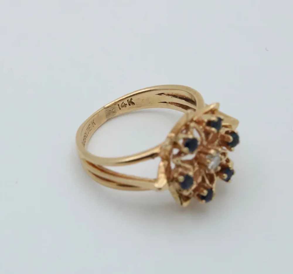 Sapphire and Diamond Snowflake Ring - image 3