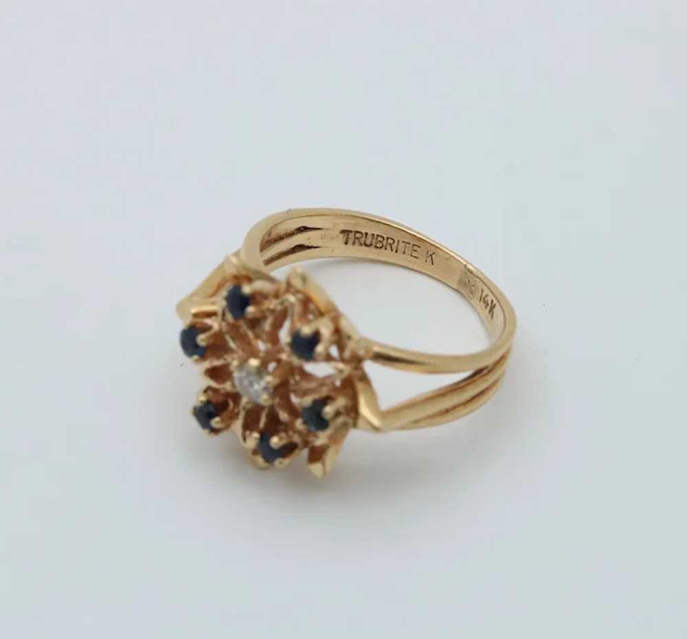 Sapphire and Diamond Snowflake Ring - image 4