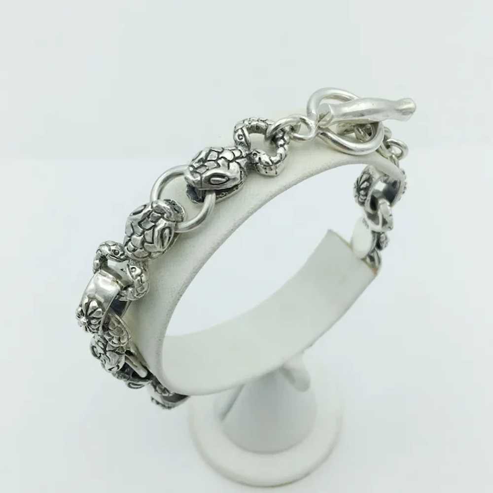 950 Silver Snake Toggle Bracelet - image 5