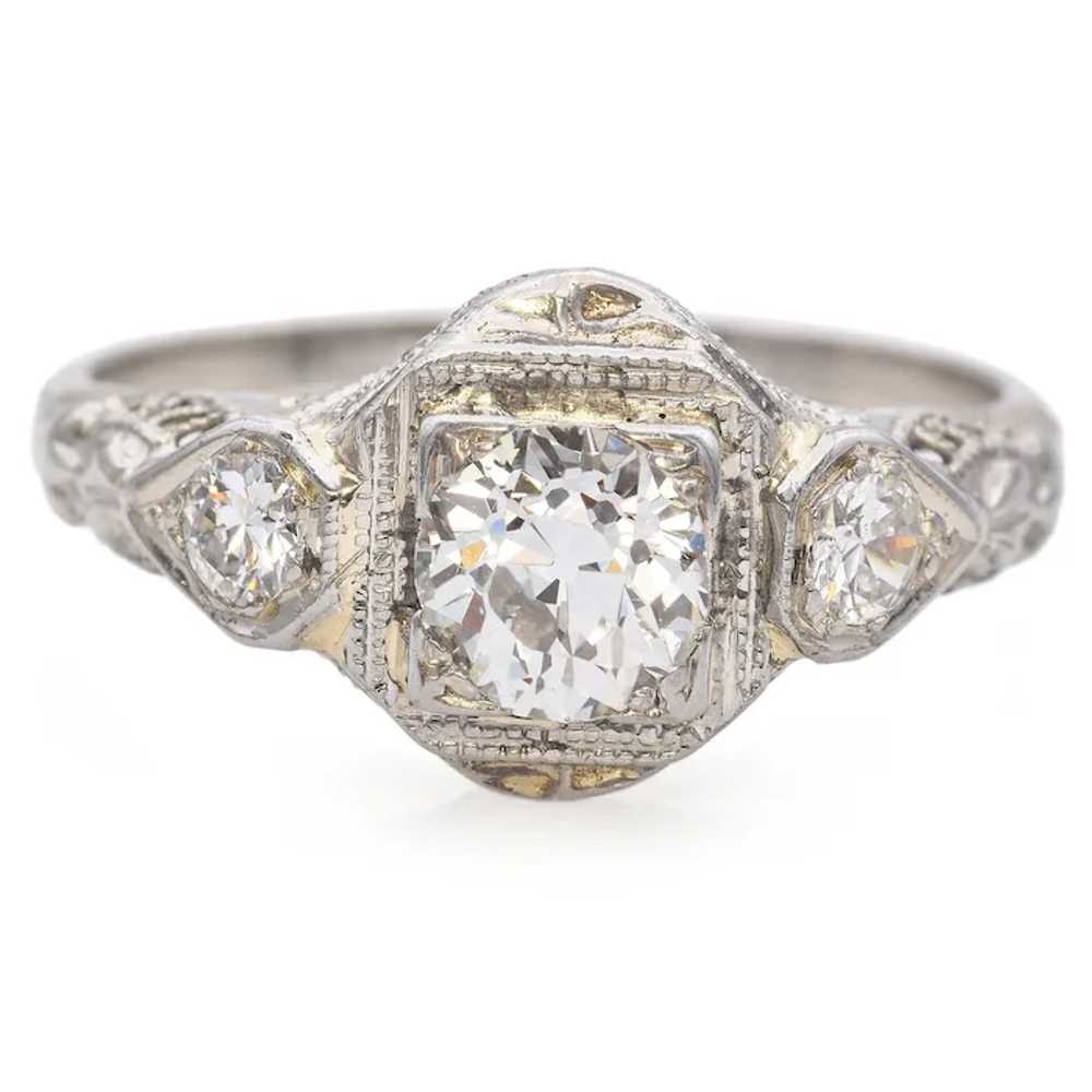 Antique Art Deco White Gold 0.78 TCW Diamond Band… - image 2