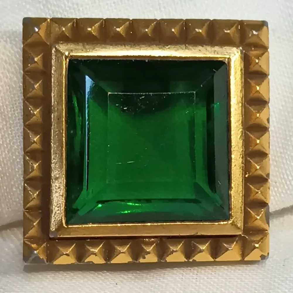Yves Saint Laurent YSL clip earrings green crysta… - image 2