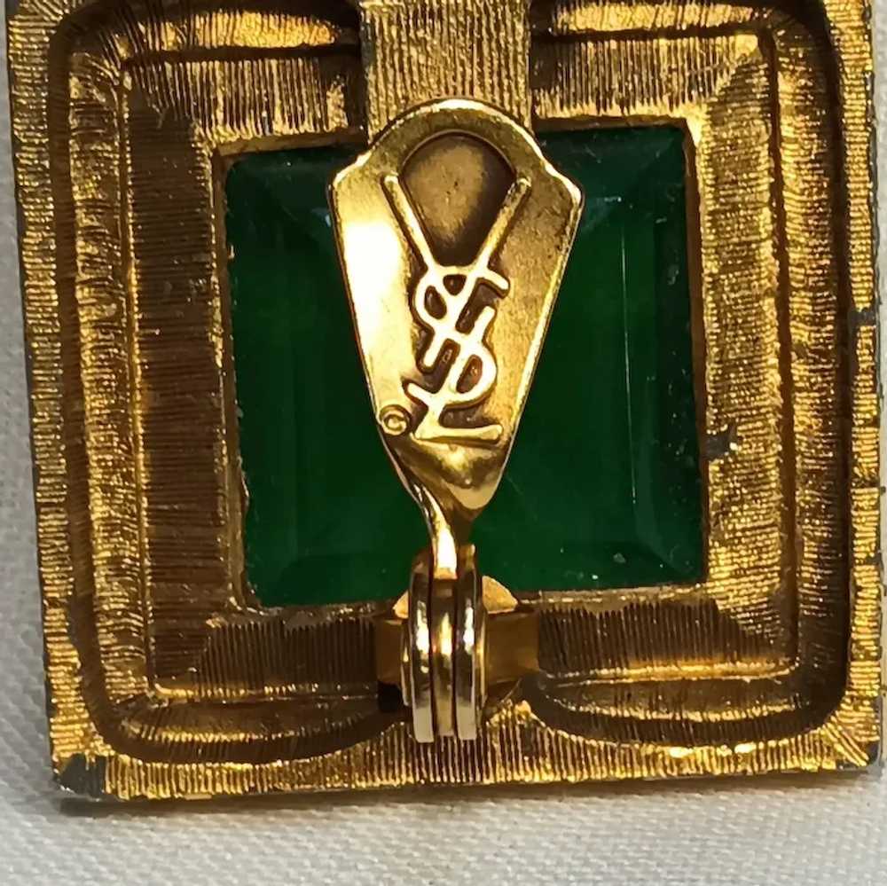 Yves Saint Laurent YSL clip earrings green crysta… - image 5