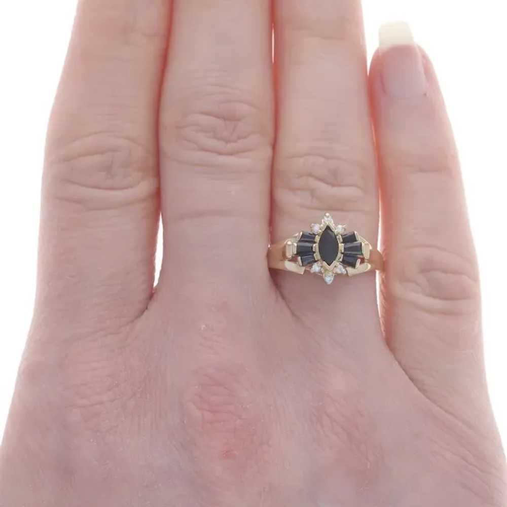 Yellow Gold Sapphire & Diamond Bow Ring - 10k Mar… - image 2