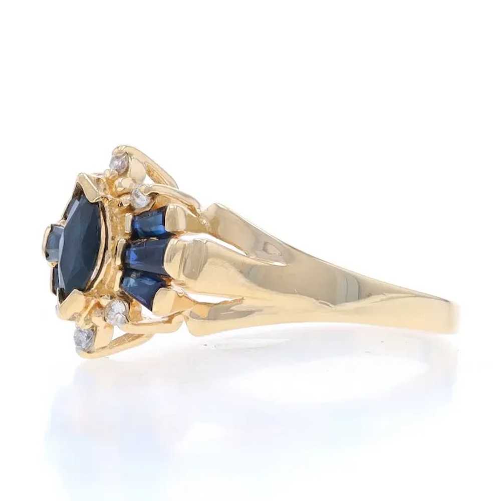 Yellow Gold Sapphire & Diamond Bow Ring - 10k Mar… - image 3