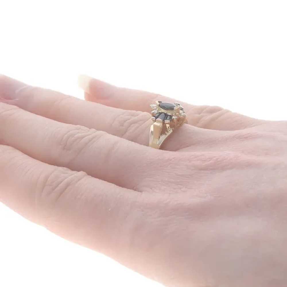 Yellow Gold Sapphire & Diamond Bow Ring - 10k Mar… - image 4