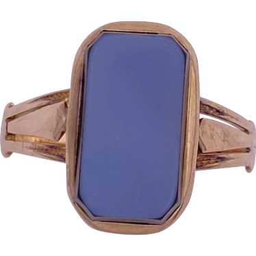 Victorian Era Banded Agate Ring 10K Gold