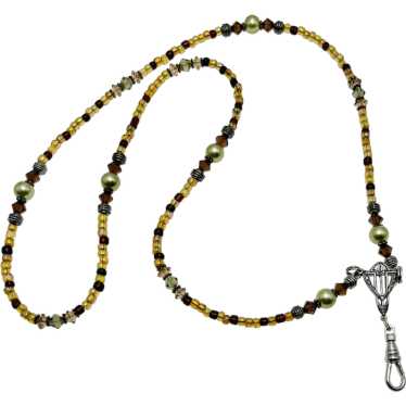 Artisan Beaded Necklace Lanyard Topaz Colored