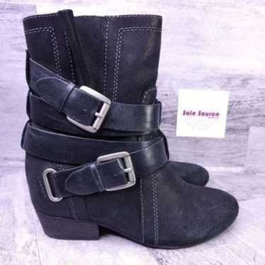 Naya Fisher Leather Buckle Strap Moto Ankle Boot … - image 1