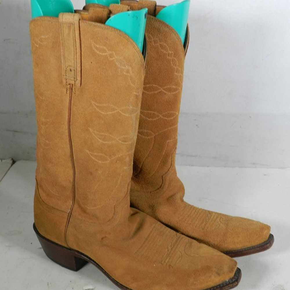 Lucchese Suede Boots Womens Size 8 EE Cowboy Made… - image 1