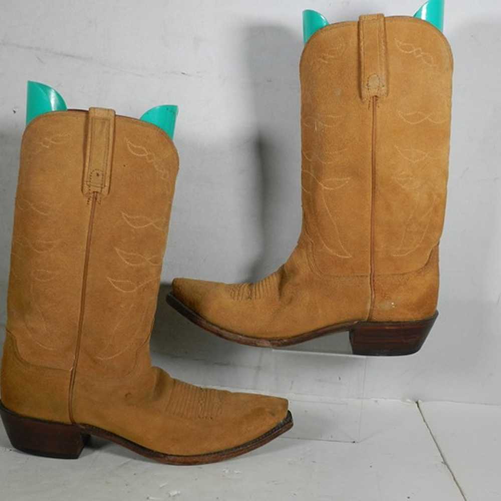 Lucchese Suede Boots Womens Size 8 EE Cowboy Made… - image 3