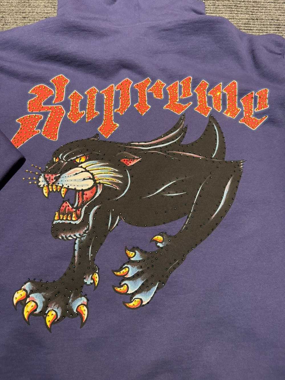 Supreme Supreme Purple Zip Up Hoodie Black Panthe… - image 3