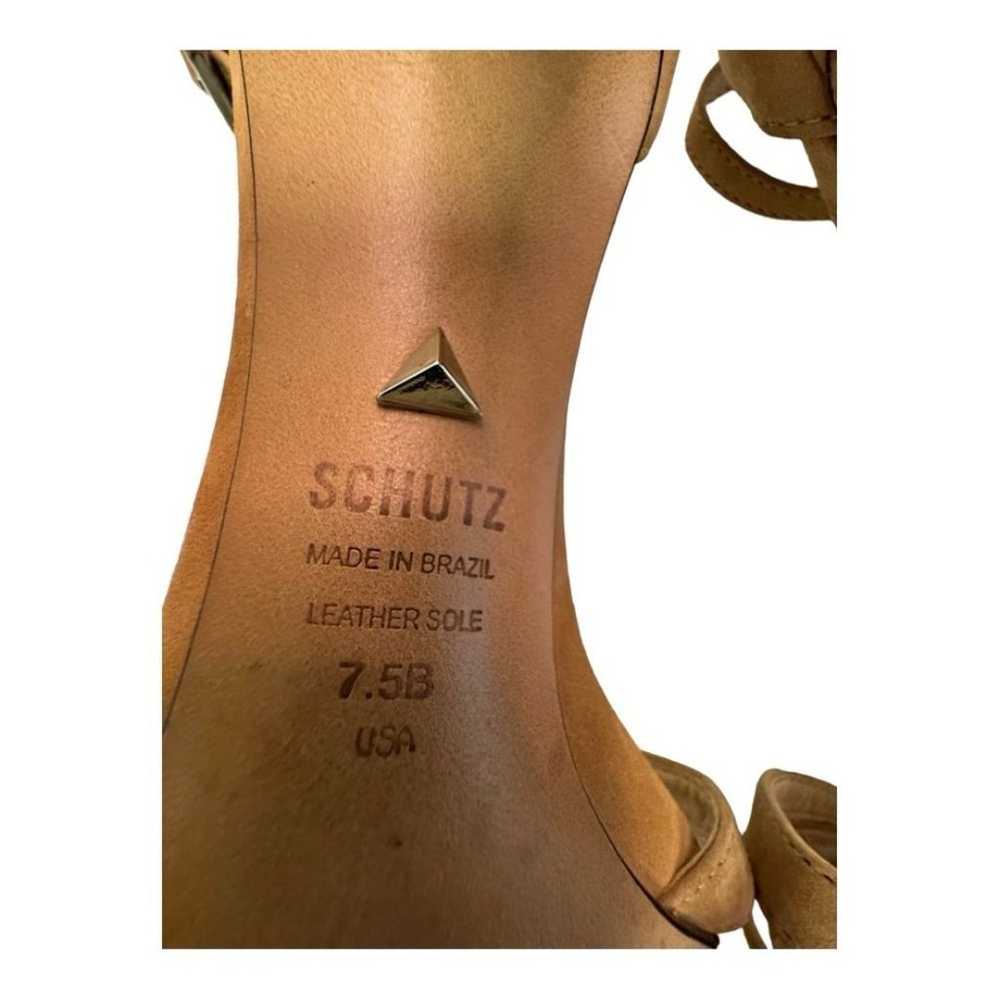 Shultz Suede Camel Ankle Strap Stiletto Heel Sand… - image 11