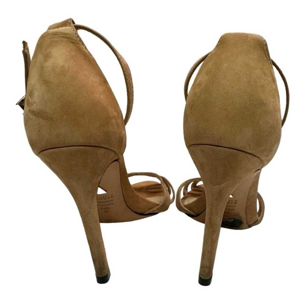 Shultz Suede Camel Ankle Strap Stiletto Heel Sand… - image 5