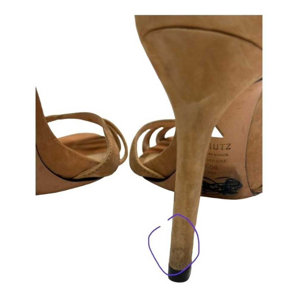 Shultz Suede Camel Ankle Strap Stiletto Heel Sand… - image 7
