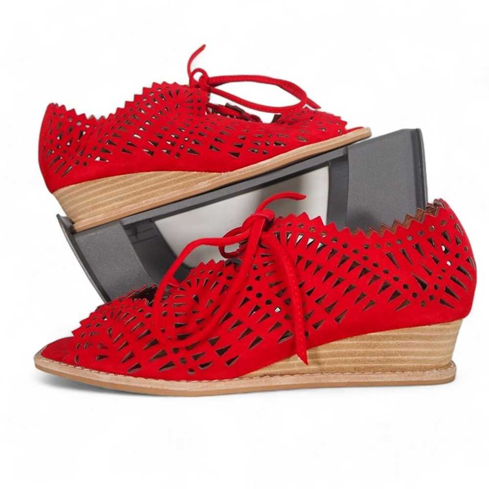 Jeffrey Campbell Serena Mini Wedge Red Suede Wome… - image 1