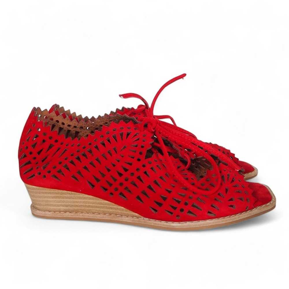 Jeffrey Campbell Serena Mini Wedge Red Suede Wome… - image 4
