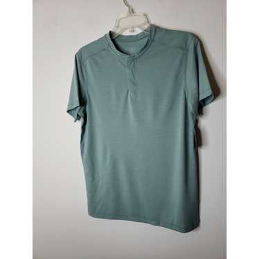 George George Men's Henley Shirt Green Heathered S