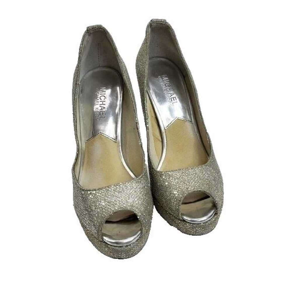 Michael Kors Peep Toe Slip On Pumps Gold Silver W… - image 11