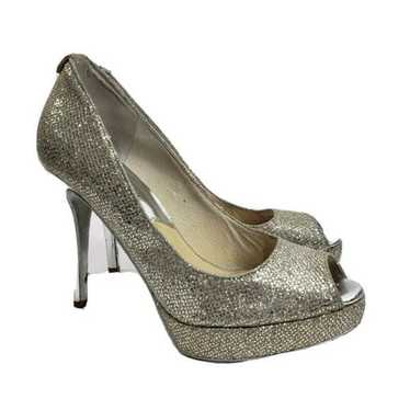 Michael Kors Peep Toe Slip On Pumps Gold Silver W… - image 1