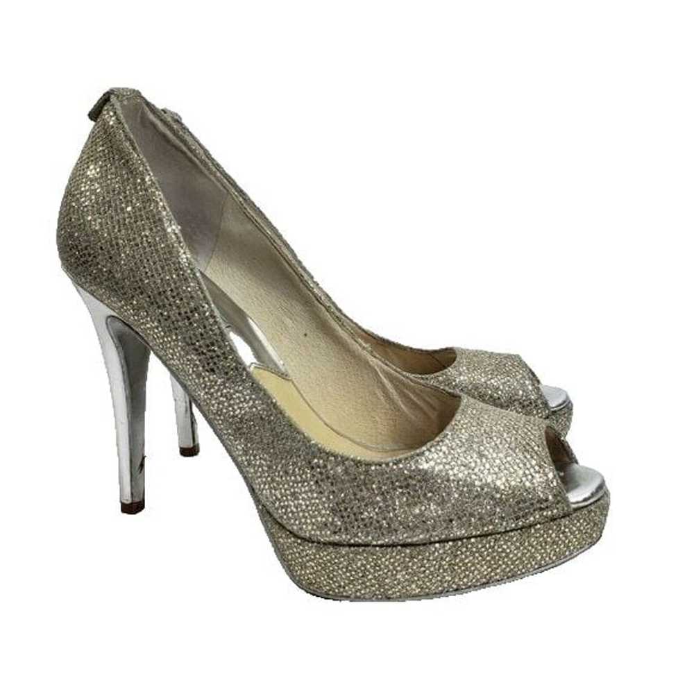 Michael Kors Peep Toe Slip On Pumps Gold Silver W… - image 2