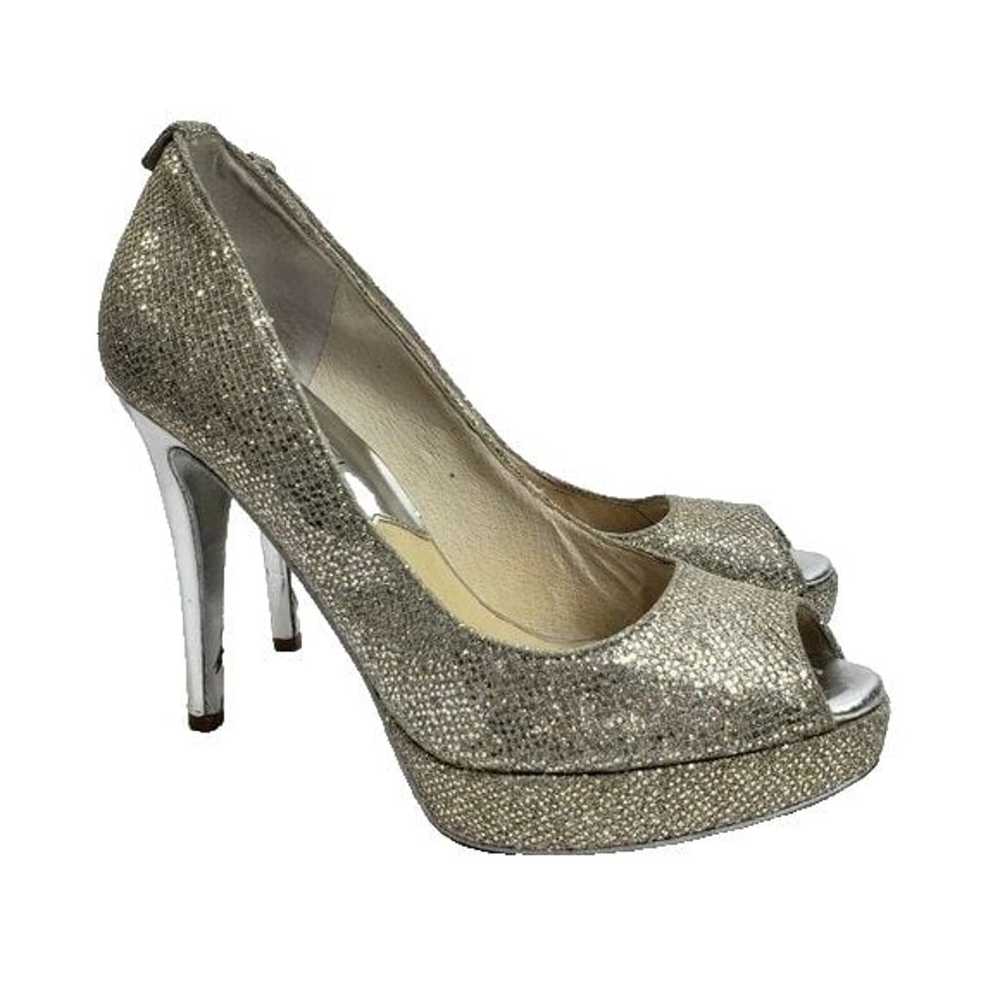 Michael Kors Peep Toe Slip On Pumps Gold Silver W… - image 3