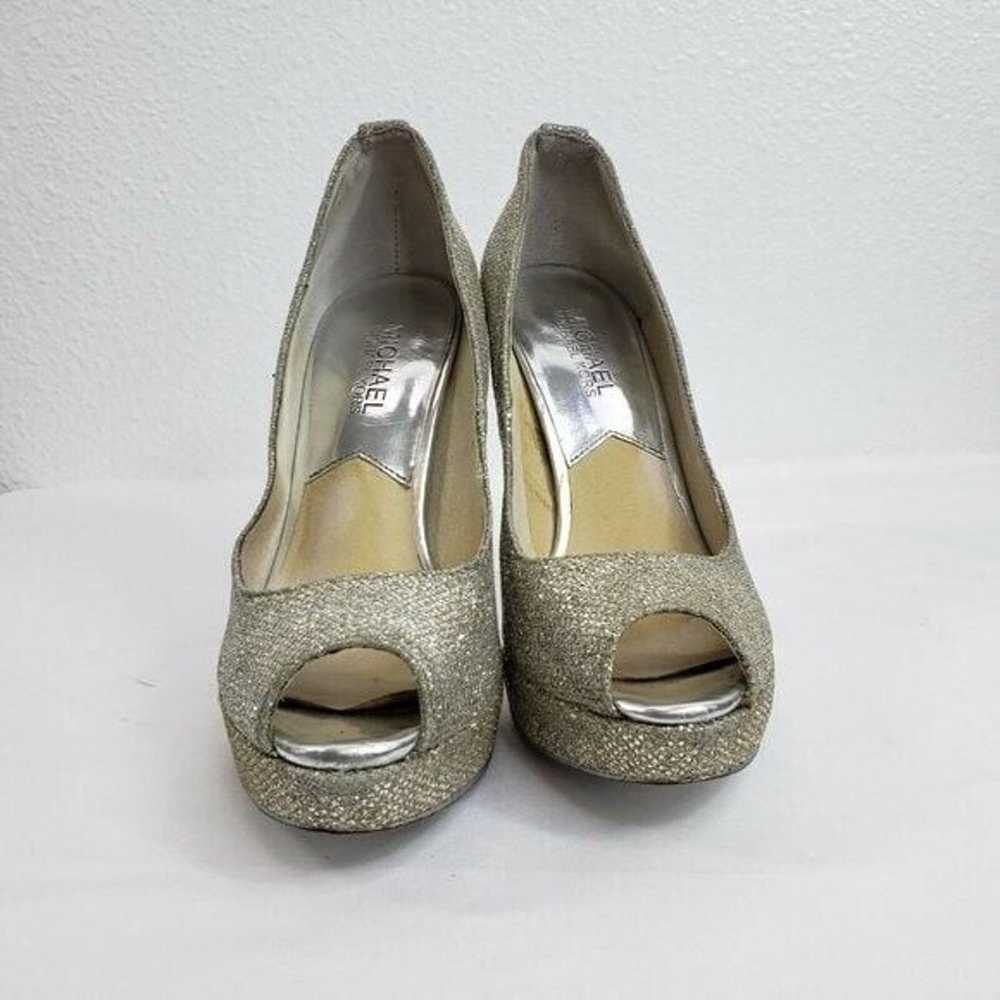 Michael Kors Peep Toe Slip On Pumps Gold Silver W… - image 4