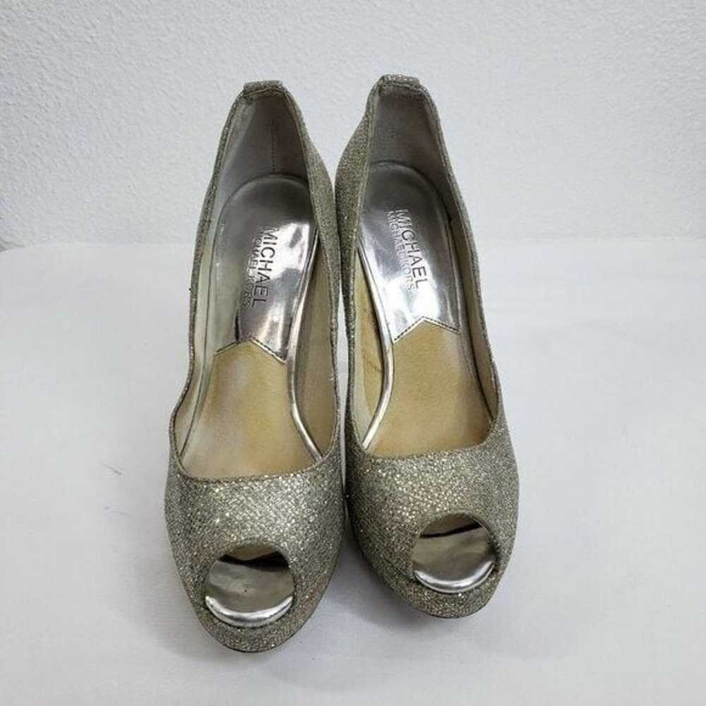 Michael Kors Peep Toe Slip On Pumps Gold Silver W… - image 5