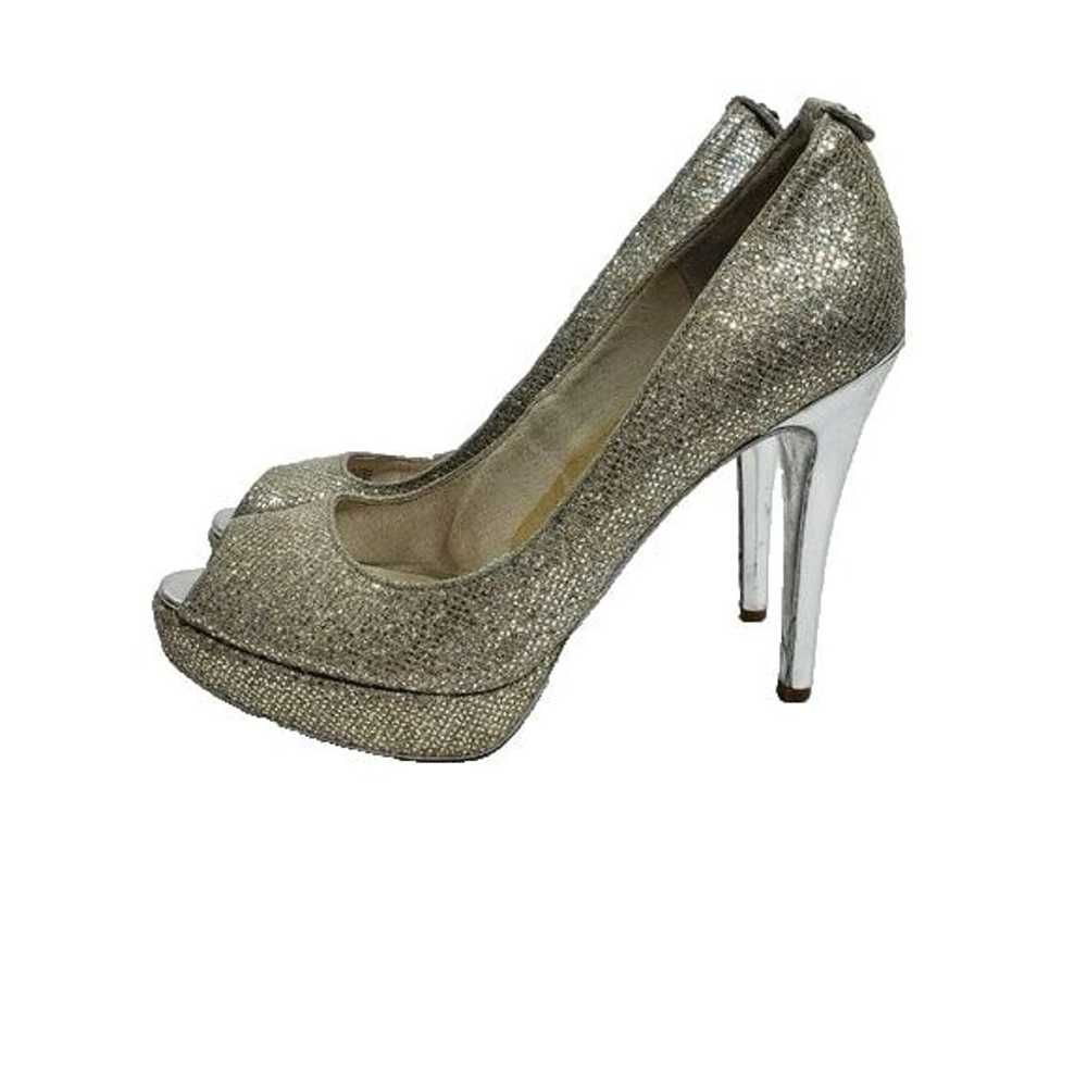 Michael Kors Peep Toe Slip On Pumps Gold Silver W… - image 6