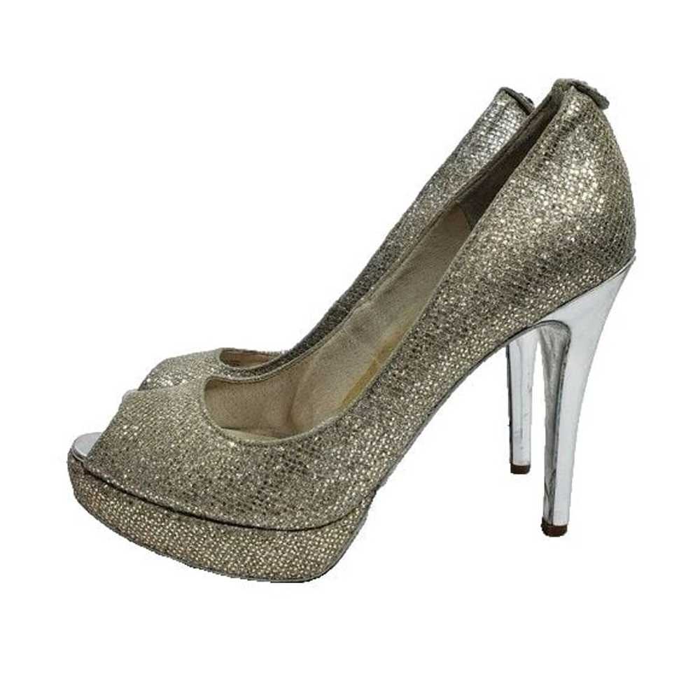 Michael Kors Peep Toe Slip On Pumps Gold Silver W… - image 7