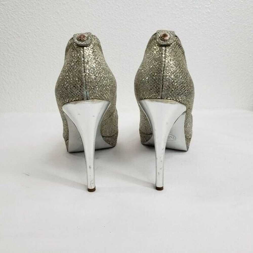 Michael Kors Peep Toe Slip On Pumps Gold Silver W… - image 9