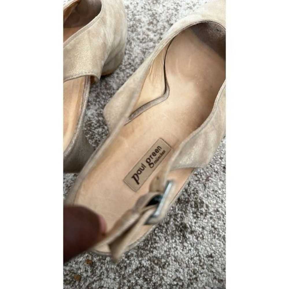 Paul Green Tan Leather Slingback Platform Heels 10 - image 7
