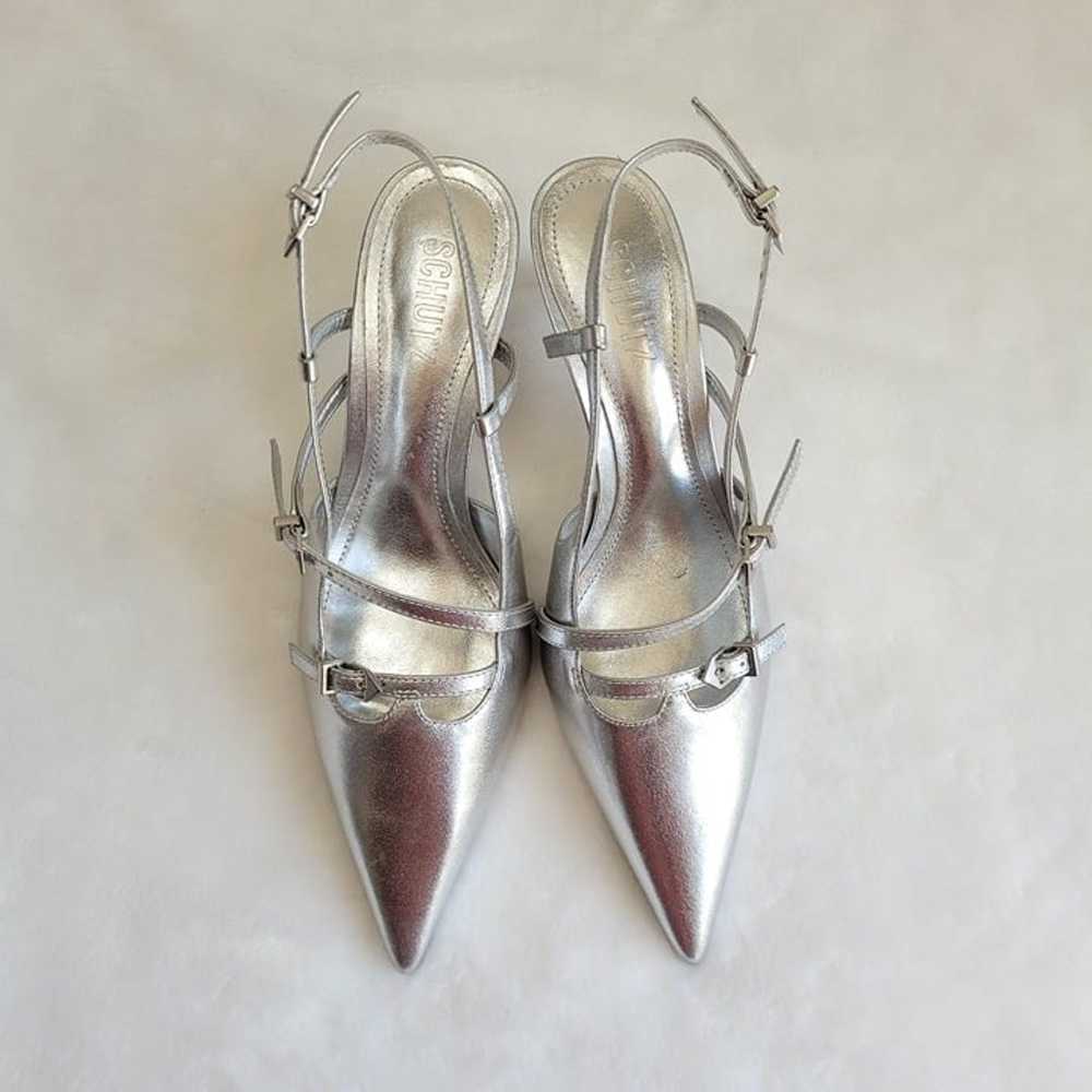 Schutz | Stacy Silver Slingback Low Heel Pointed … - image 1