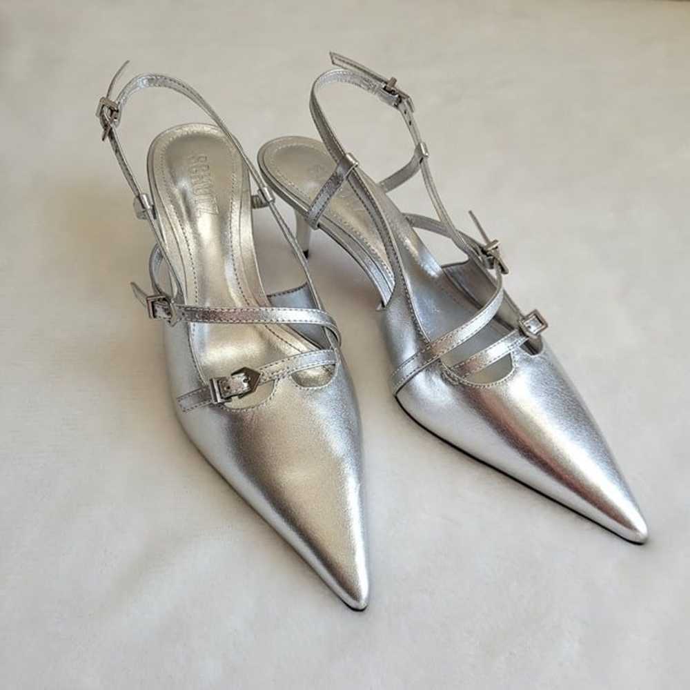Schutz | Stacy Silver Slingback Low Heel Pointed … - image 2