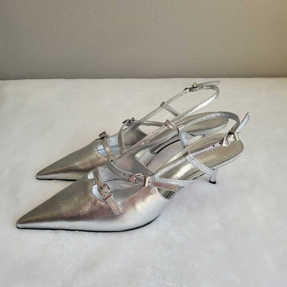 Schutz | Stacy Silver Slingback Low Heel Pointed … - image 3