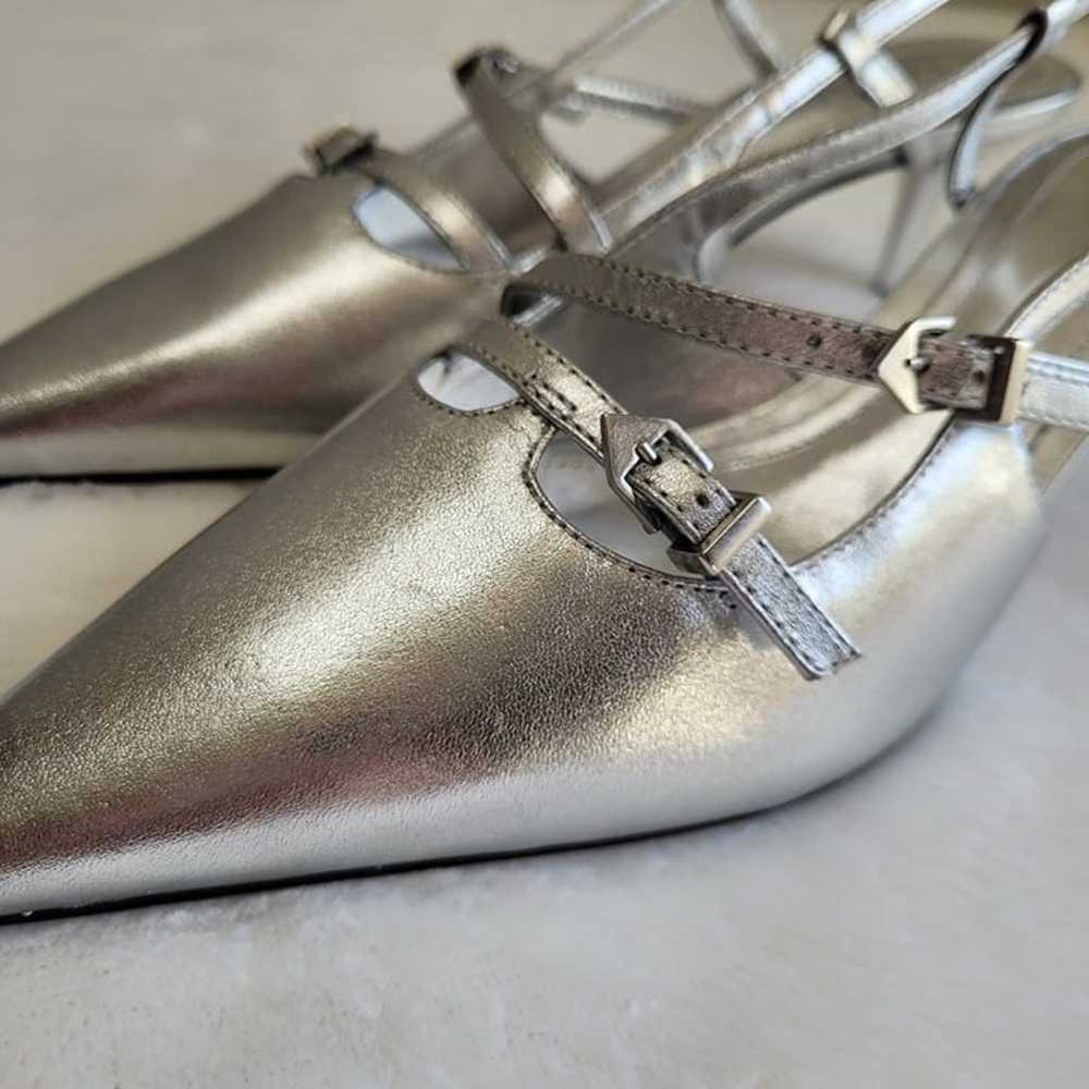 Schutz | Stacy Silver Slingback Low Heel Pointed … - image 9