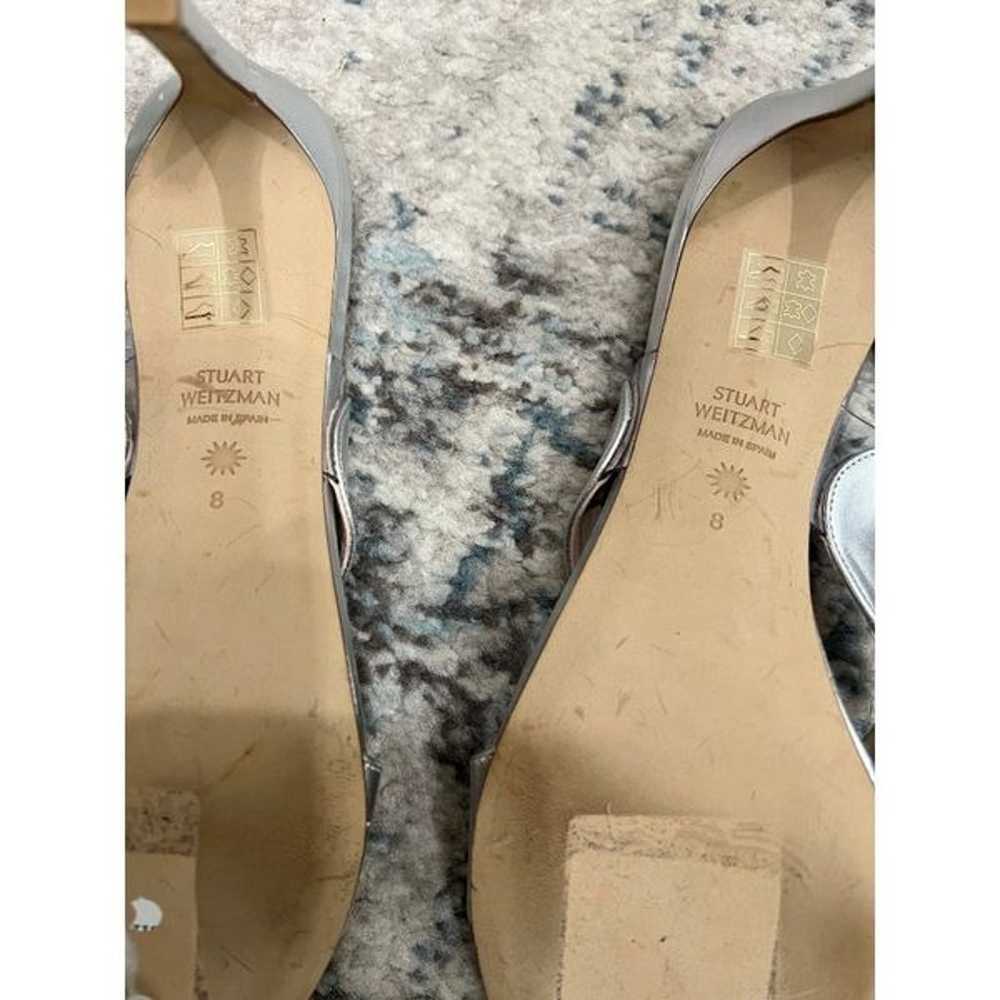Stuart Weitzman Mariposa 80s Silver Sandal Heel, 8 - image 7