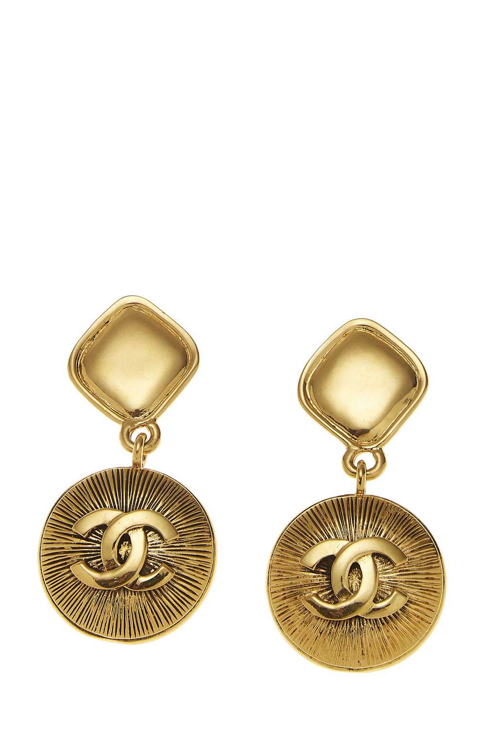 Gold 'CC' Dangling Sunburst Earrings - image 1