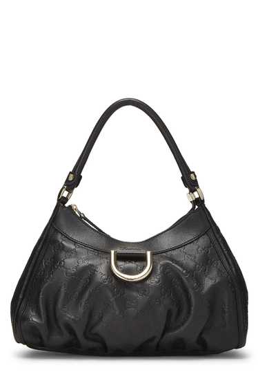 Black Guccissima D-Ring Abbey Shoulder Bag Small