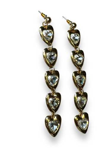 1980s Heart and Gem Dangle Earrings