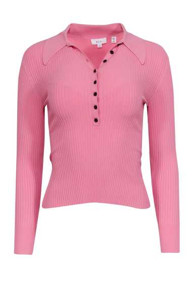 A.L.C. - Pink Ribbed Knit Polo Top Sz XS - image 1