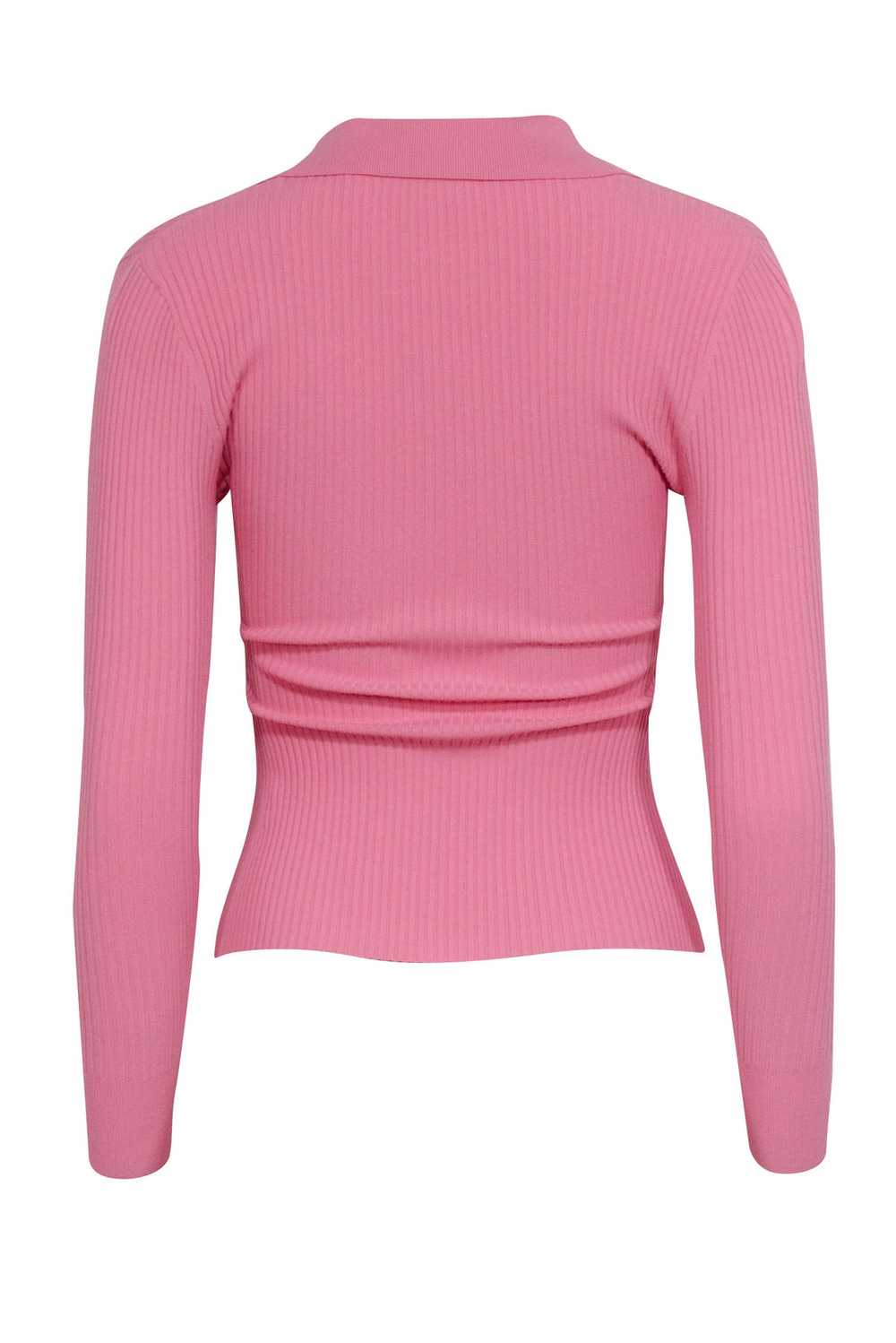 A.L.C. - Pink Ribbed Knit Polo Top Sz XS - image 3