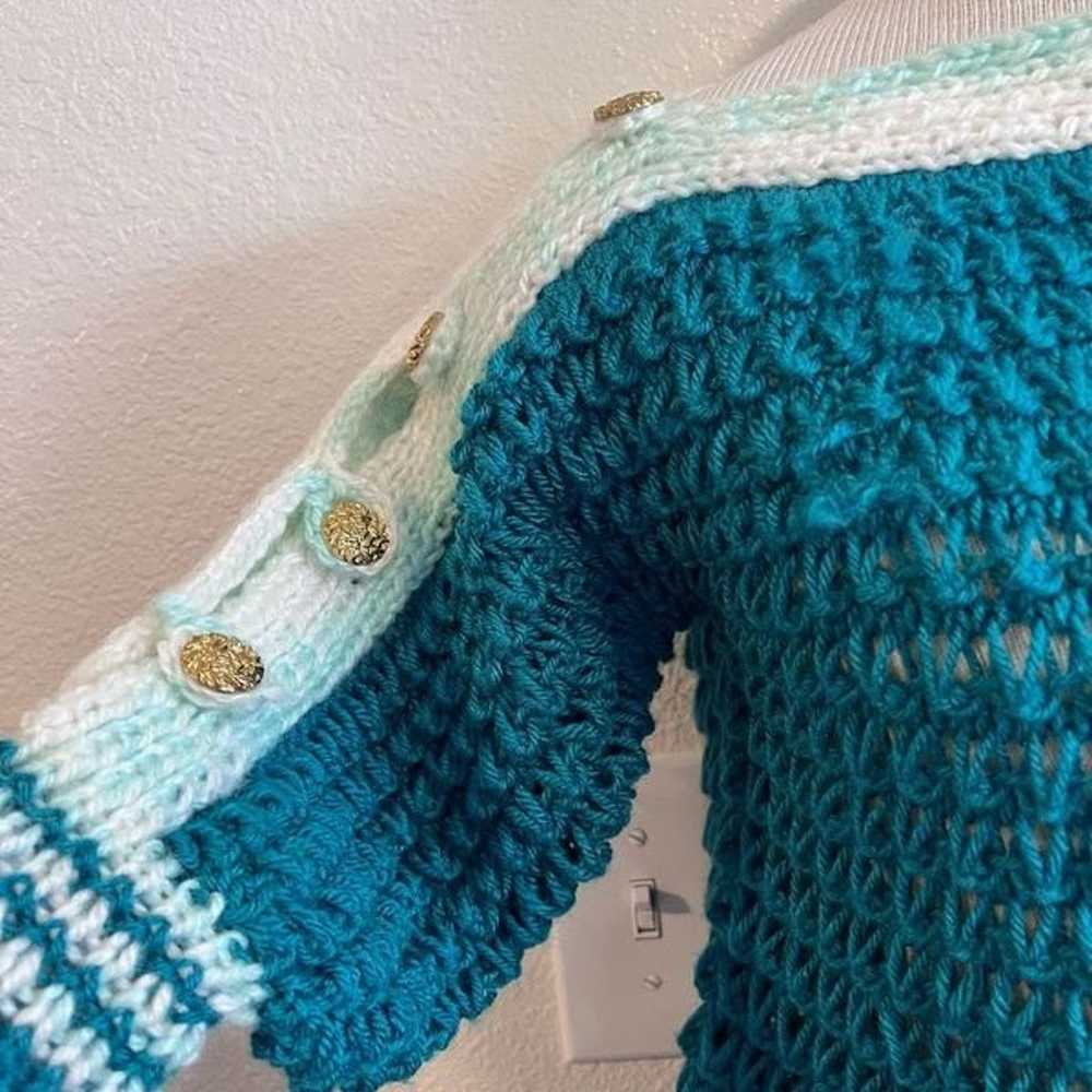 Vintage Handmade Stretch Chunky Knit Dropped Slee… - image 9