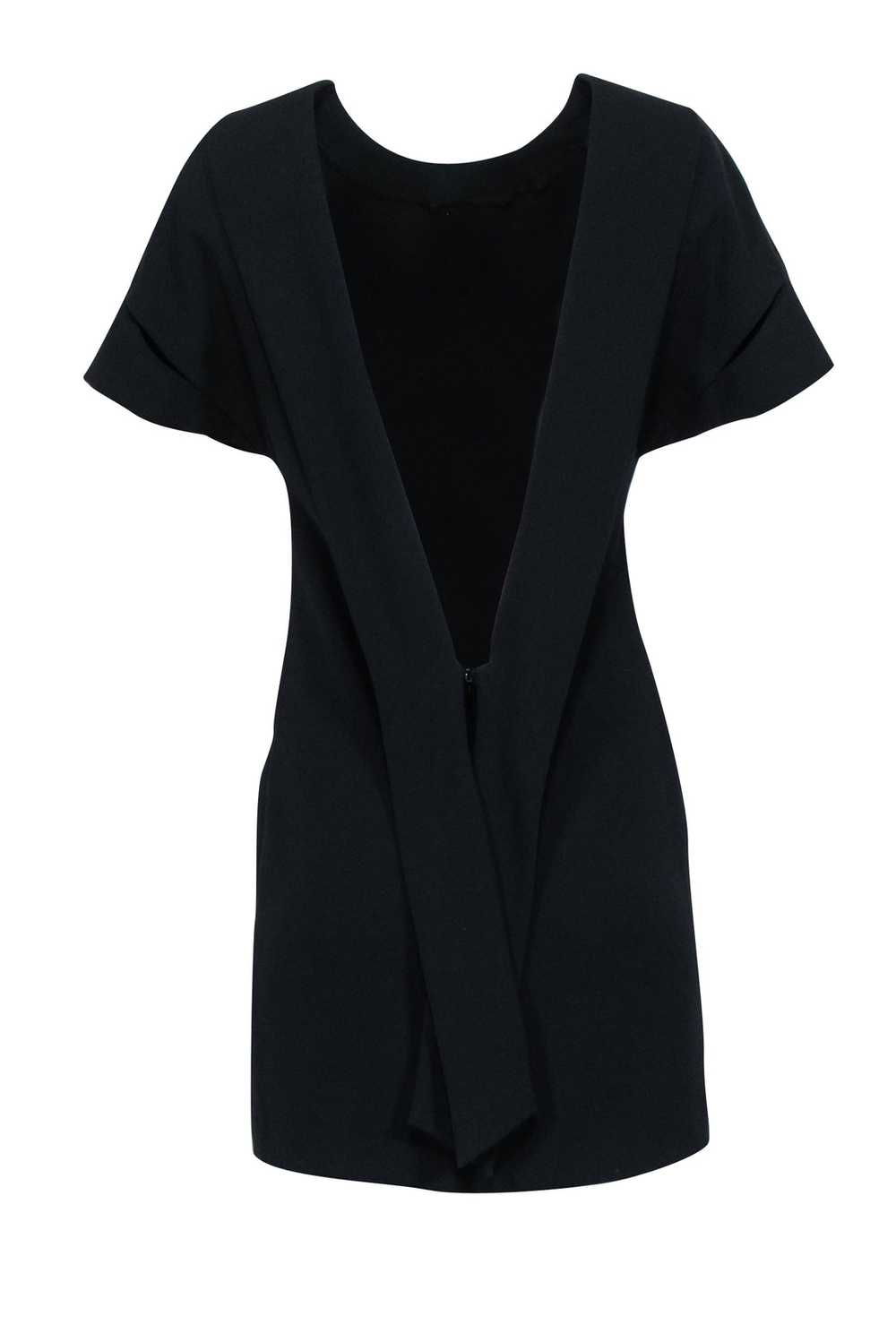 IRO - Black Short Sleeve Mini V-Back Dress Sz 4 - image 3