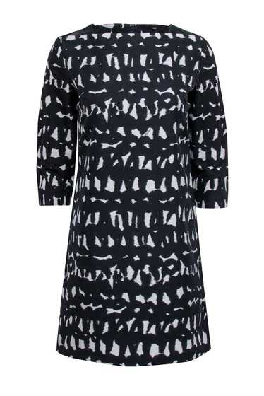 Milly - Black w/ Ivory Abstract Print Shift Dress 