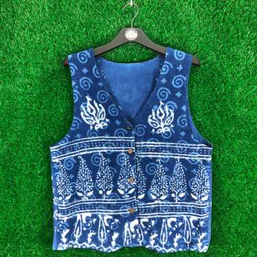 Vintage - Vintage Vest Indigo Blue African Mud Cl… - image 1