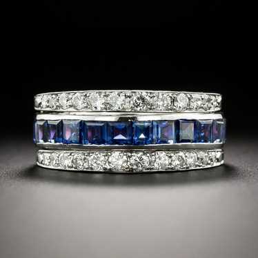 Art Deco Style Diamond, Sapphire and Ruby Three-W… - image 1