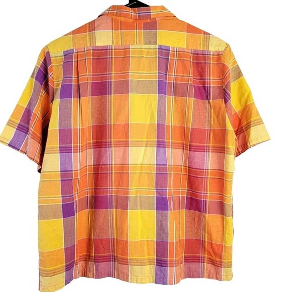 Vintage 80s Colorful Plaid Button Shirt Women Lar… - image 3